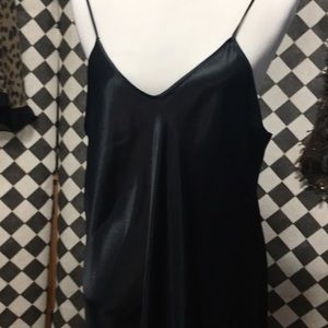 Long black slip satin polyester